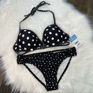 NWT California Waves Polka Dot Bikini Set Small